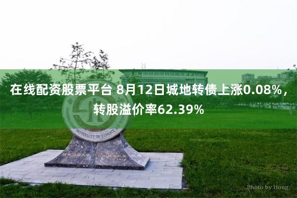 在线配资股票平台 8月12日城地转债上涨0.08%，转股溢价率62.39%